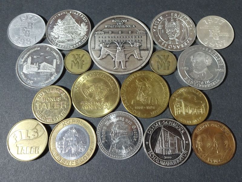 Medaillen Jeton Token Set Göppingen Esslingen WMF Geislingen Fils Bonus Taler Faust Vasco Dagama