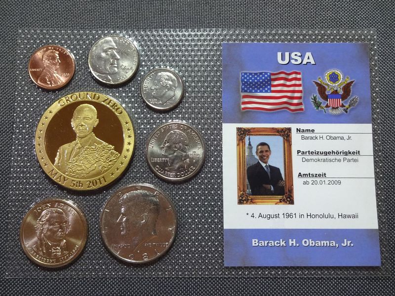 Kursmünzensatz KMS Set USA 1 Cent - 1 Dollar John Adams Ground Zero Barack Obama Medaille