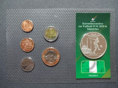 Kursmünzensatz KMS Set Nigeria 1991 - 2006 1 Kobo - 2 Naira Fussball WM 2010 Südafrika Medaille Kursmünzensatz KMS Set Nigeria 1991 - 2006 1 Kobo - 2 Naira Fussball WM 2010 Südafrika Medaille