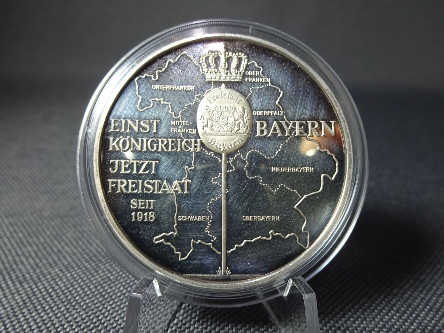 Silbermedaille Bayern Deutschland Verfassung Artikel 1 Freistaat Farben Weiß Blau Landkarte (2.)