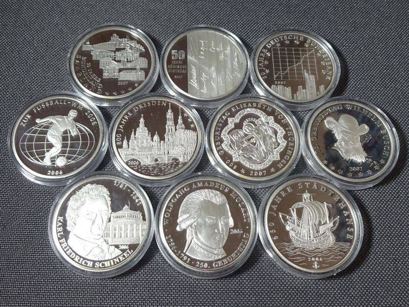 Medaillen Set 2006 2007 Deutschland 10 Euro Sammlermünzen Versilbert PP Proof Medaillen Set 2006 2007 Deutschland 10 Euro Sammlermünzen Versilbert PP Proof