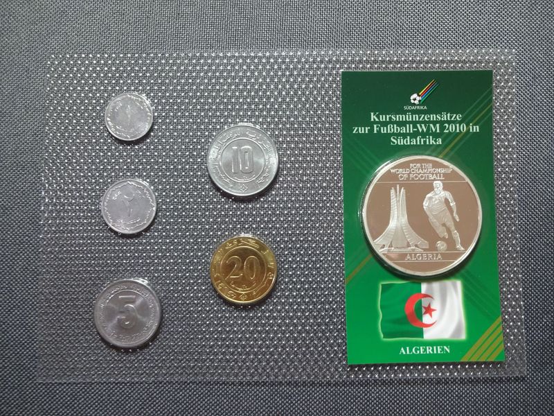 Kursmünzensatz KMS Set Algerien 1 - 20 Centimes Fussball WM 2010 Südafrika Medaille Kursmünzensatz KMS Set Algerien 1 - 20 Centimes Fussball WM 2010 Südafrika Medaille