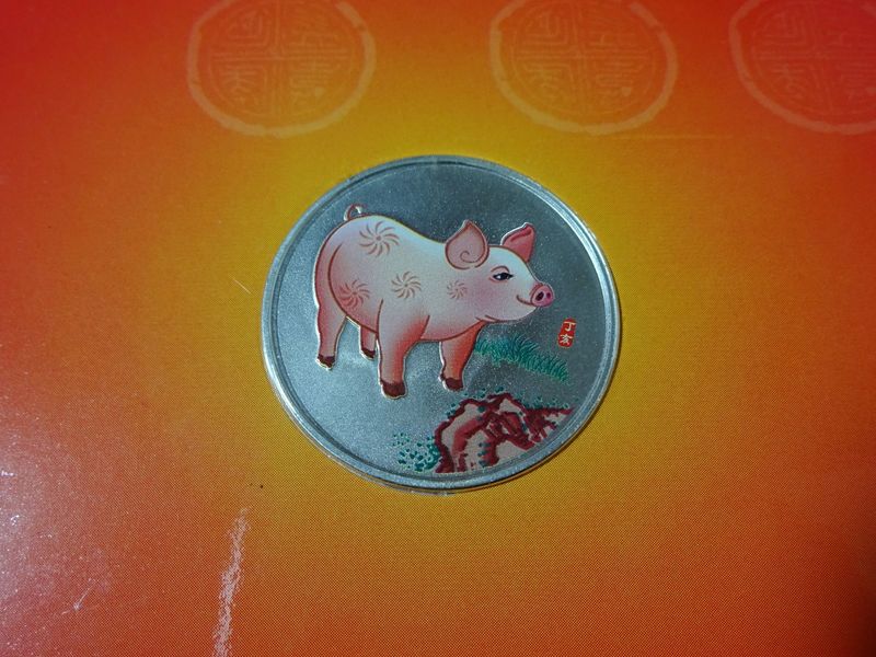 Medaille China 2007 Glücksschwein Lunar Schwein Farbe Neujahrsgrußkarte (2.) Medaille China 2007 Glücksschwein Lunar Schwein Farbe Neujahrsgrußkarte (2.)