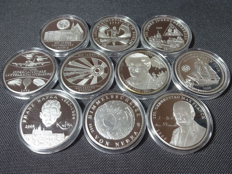 Medaillen Set 2008 2009 Deutschland 10 Euro Sammlermünzen Versilbert PP Proof Medaillen Set 2008 2009 Deutschland 10 Euro Sammlermünzen Versilbert PP Proof