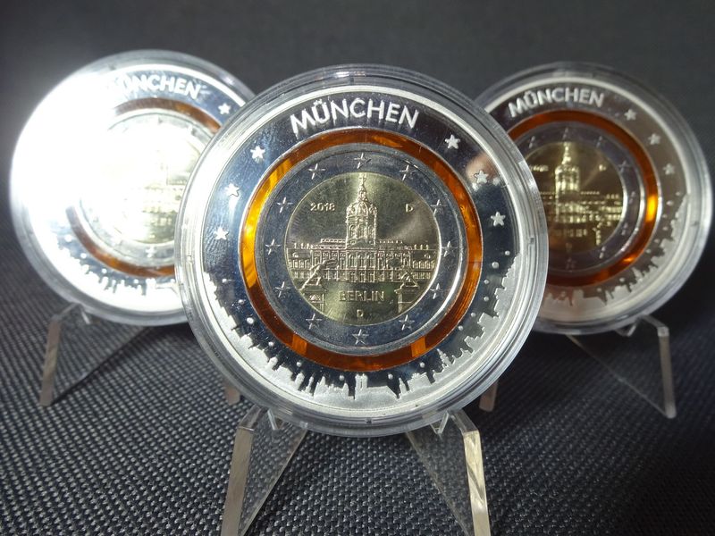 Münze Deutschland 2018 D 2 Euro Berlin München Polymerring Orange Gedenkmünze