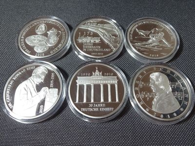 Medaillen Set 2010 Deutschland 10 Euro Sammlermünzen Versilbert PP Proof Medaillen Set 2010 Deutschland 10 Euro Sammlermünzen Versilbert PP Proof