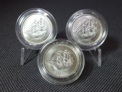 Silbermünzen Set Cook Islands 2012 3x 10 Cents Bounty Schiff 1/10 Oz Unze