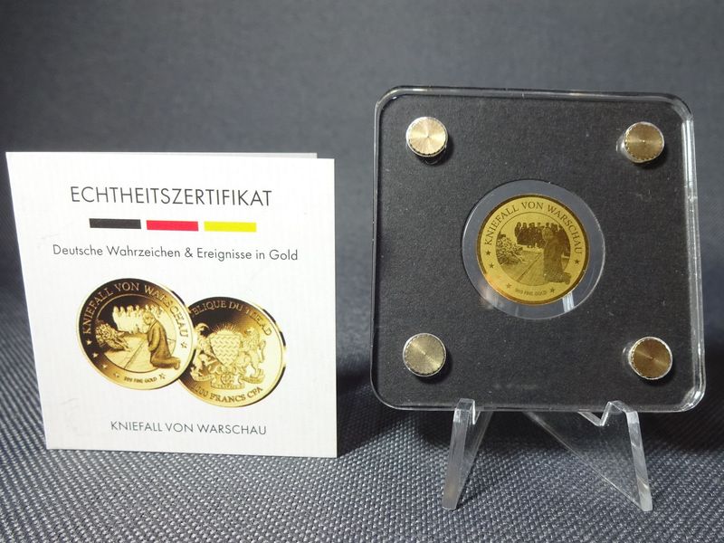 Goldmünze Tschad 2020 3000 Francs Kniefall von Warschau Willy Brandt 1/500 Oz Unze