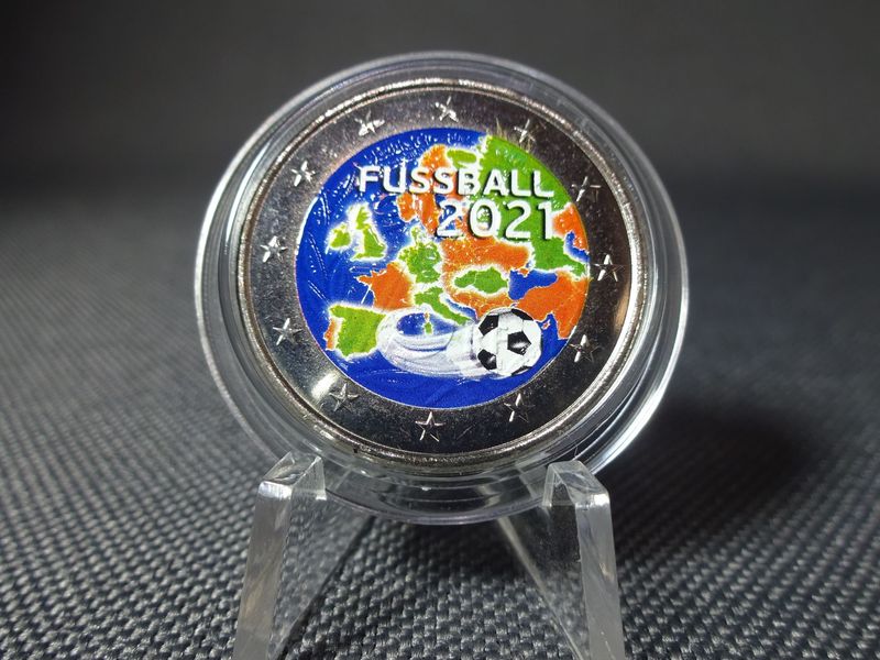 Münze Deutschland 2021 2 Euro Fussball Europa Farbe Münze Deutschland 2021 2 Euro Fussball Europa Farbe