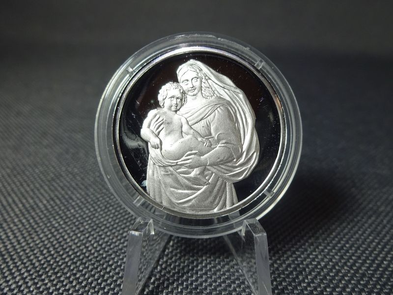 Silbermedaille Maria Jesus Baby Heilige Madonna Patrona