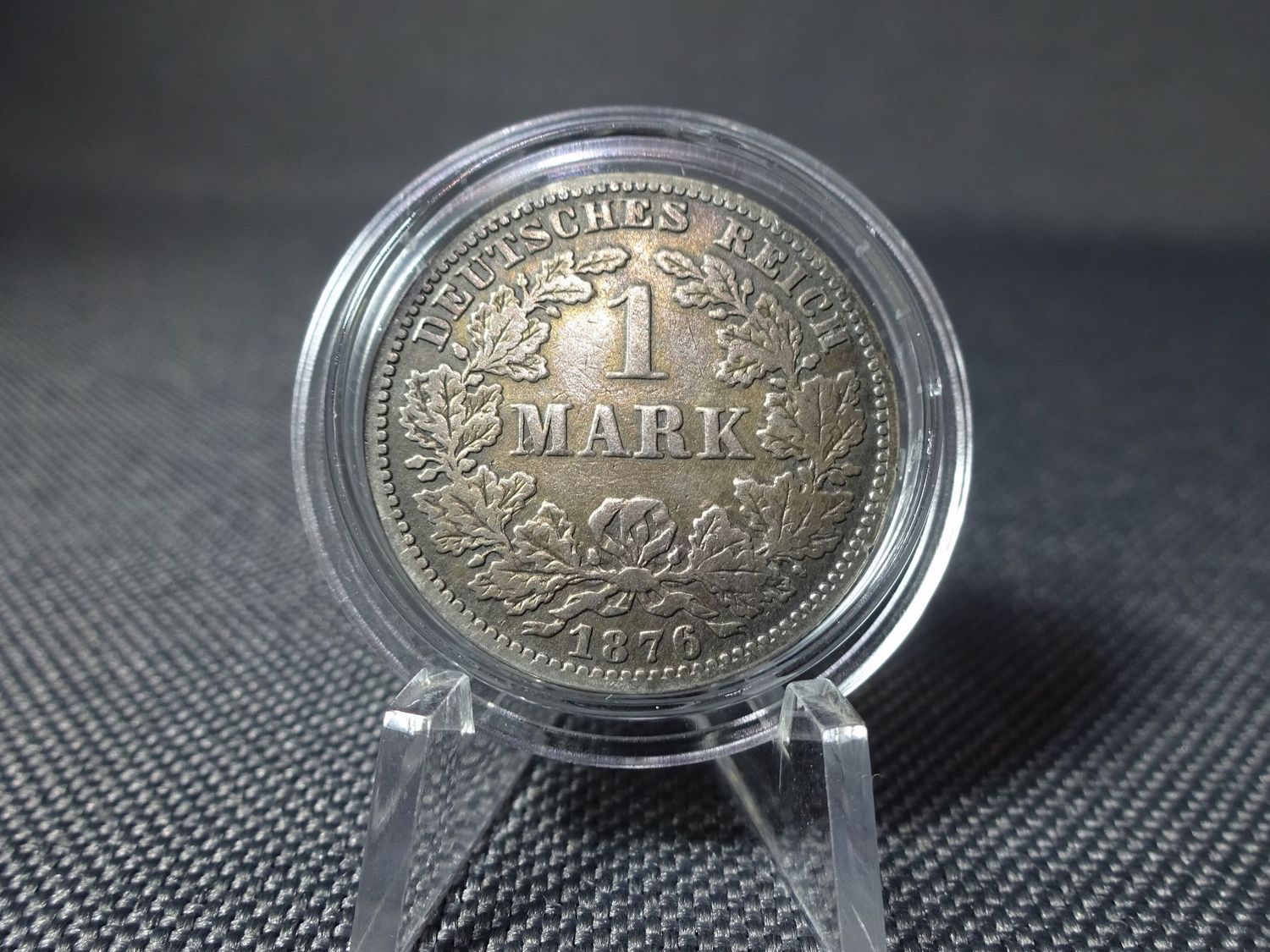 Silbermünze Deutsches Kaiserreich 1876 G 1 Mark Karlsruhe Patina