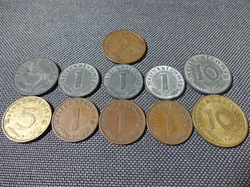 Münzen-Set Drittes Reich 1937 - 1943 A D F 1 2 5 10 Reichspfennig
