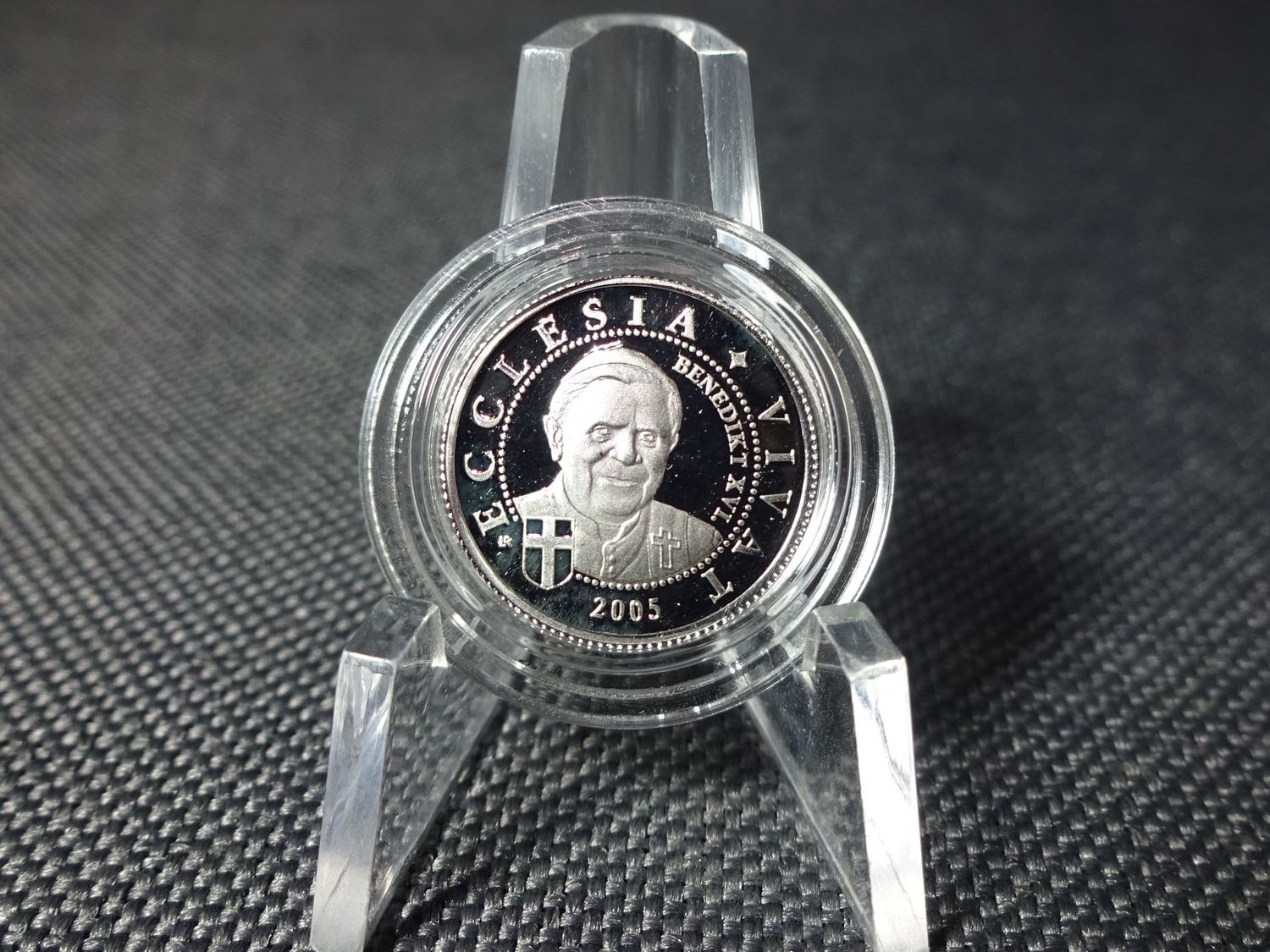 Silbermünze Somalia 2005 250 Shillings Papst Benedikt Ecclesia Vivat PP Proof 1/25 Oz Unze