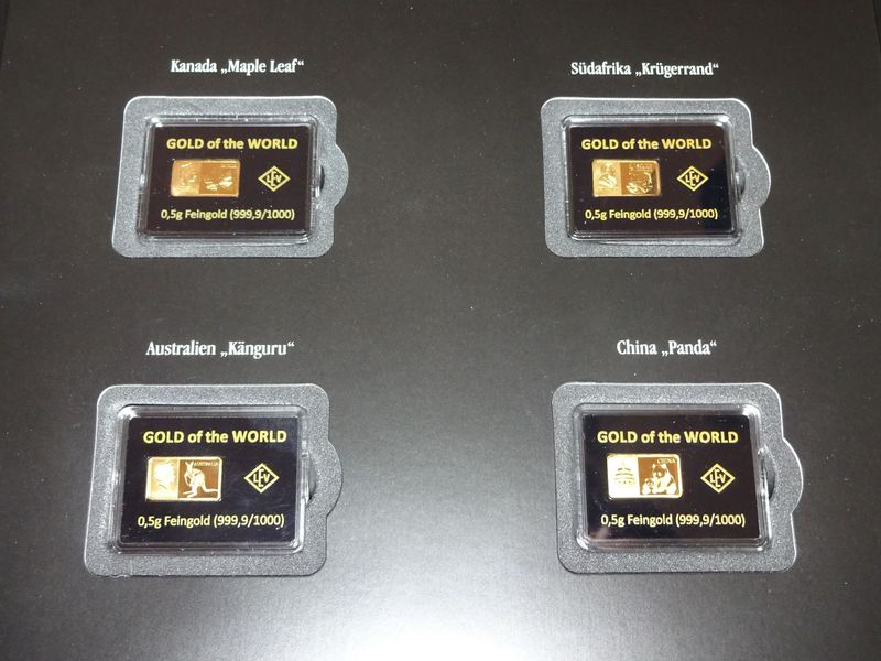 Goldbarren Set Panda Maple Leaf Krügerrand Känguru Gold of the World 4x 0,5 g Goldbarren Set Panda Maple Leaf Krügerrand Känguru Gold of the World 4x 0,5 g