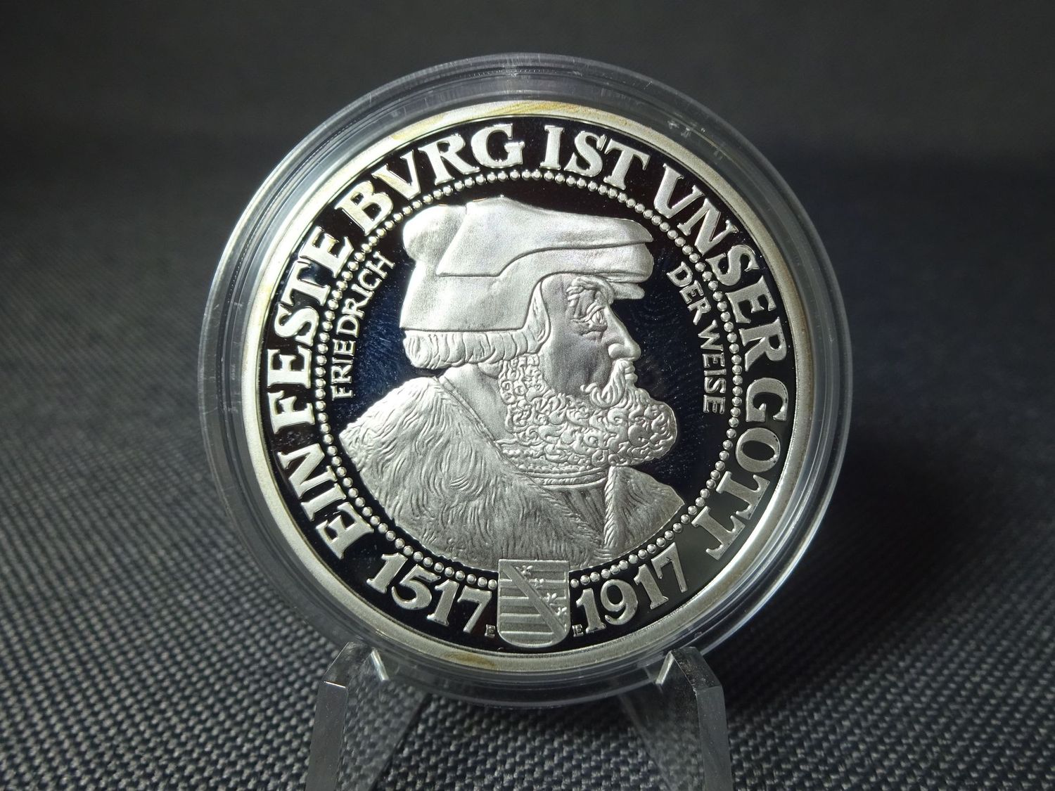 Silbermünze Nachprägung Deutsches Kaiserreich 1917 3 Mark Friedrich der Weise Sachsen PP Proof