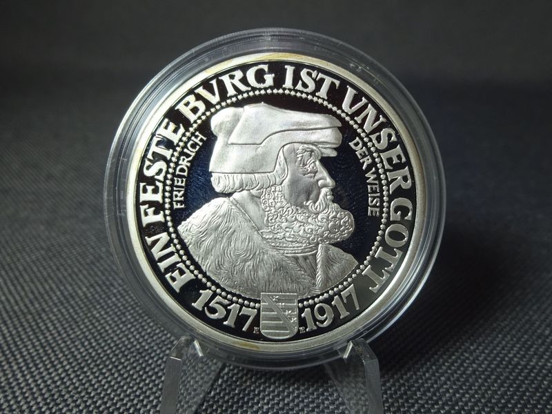 Silbermünze Nachprägung Deutsches Kaiserreich 1917 3 Mark Friedrich der Weise Sachsen PP Proof