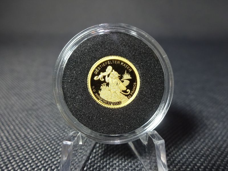 Goldmünze Burundi 2019 50 Francs Gestiefelter Kater Märchen PP Proof 0,5 g