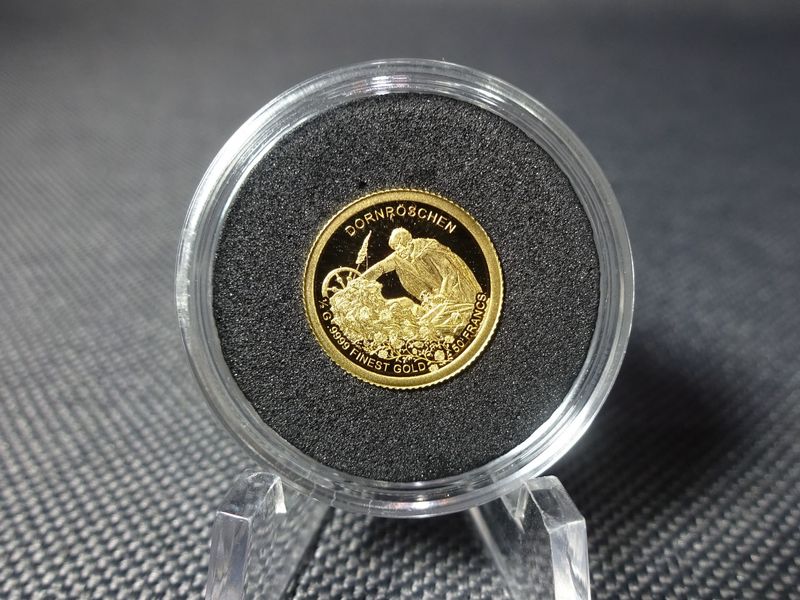 Goldmünze Burundi 2019 50 Francs Dornröschen Märchen PP Proof 0,5 g