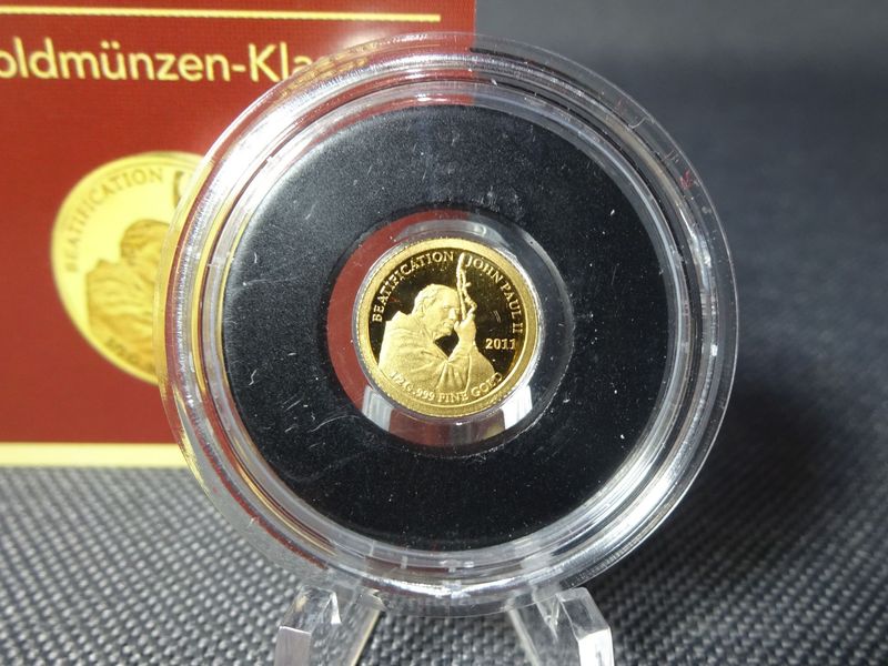 Goldmünze Samoa 2011 1 Dollar Papst Johannes Paul II. Beatifikation PP Proof 0,5 g Goldmünze Samoa 2011 1 Dollar Papst Johannes Paul II. Beatifikation PP Proof 0,5 g