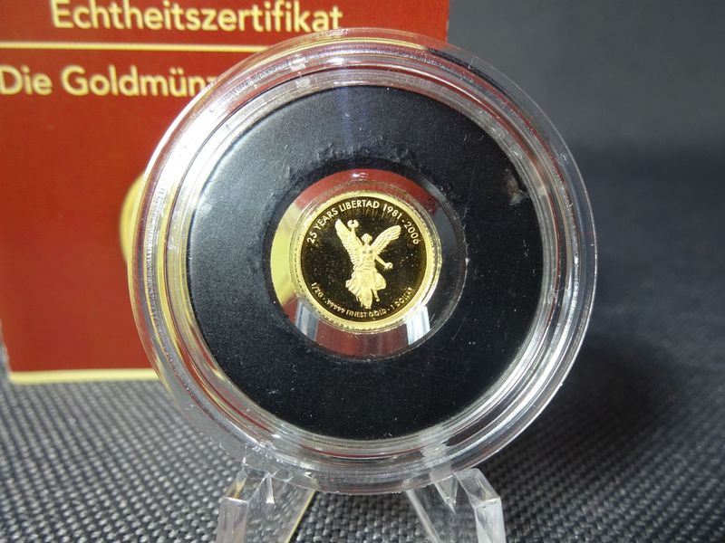 Goldmünze Fidschi Fiji 2007 1 Dollar 25 Jahre Libertad PP Proof 0,5 g