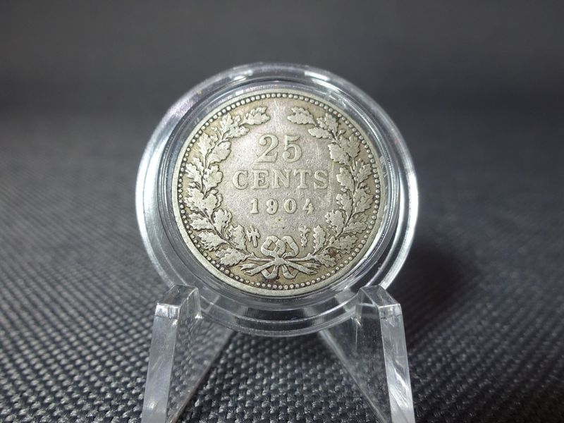 Silbermünze Niederlande 1904 25 Cents Königin Wilhelmina