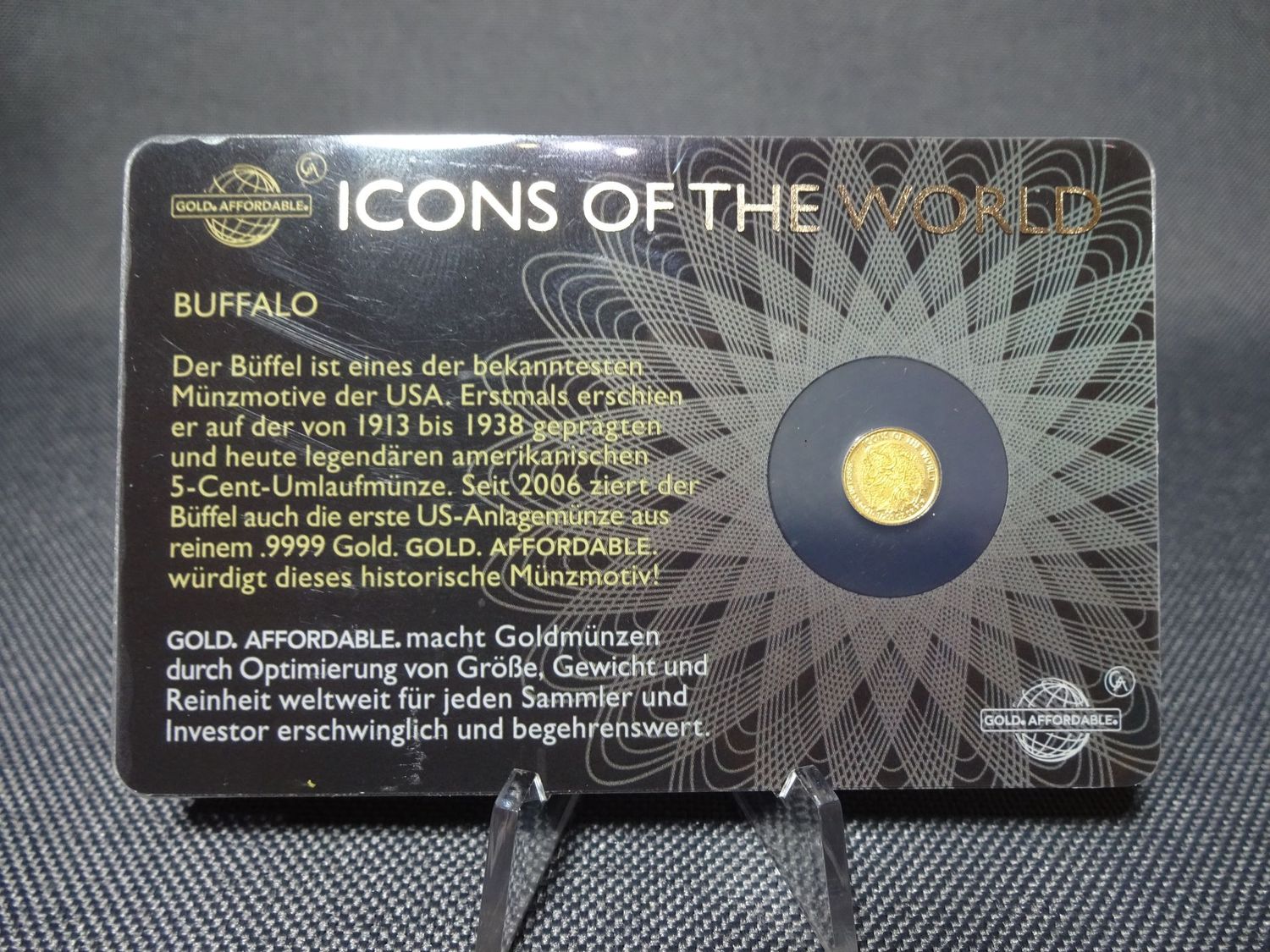 Goldmünze Ruanda 2015 10 Francs Buffalo Büffel Icons of the World Goldcard 1/200 Oz Unze Goldmünze Ruanda 2015 10 Francs Buffalo Büffel Icons of the World Goldcard 1/200 Oz Unze