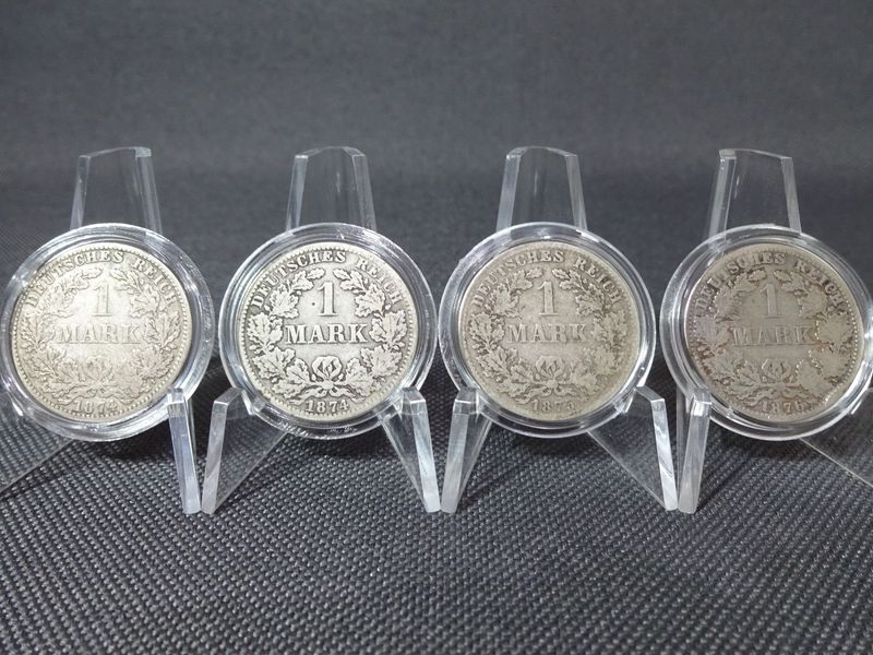 Silbermünzen Set Deutsches Kaiserreich 1874 - 1876 A D 4x 1 Mark Berlin München