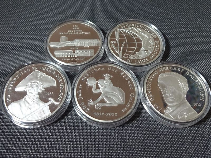 Medaillen Set 2012 Deutschland 10 Euro Sammlermünzen Versilbert PP Proof