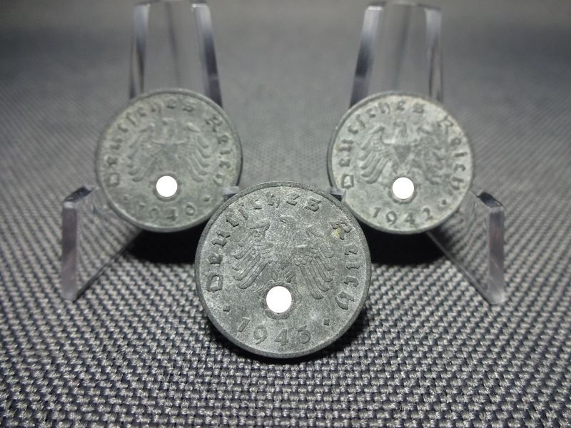 Münzen-Set Drittes Reich 1940 1942 1943 F 1 Reichspfennig Stuttgart