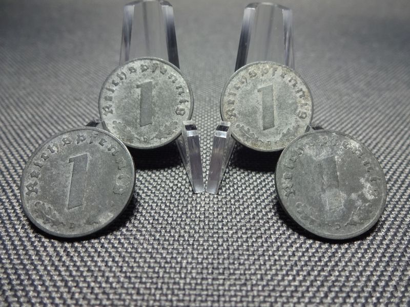 Münzen-Set Drittes Reich 1941 1942 1943 1944 D 4x 1 Reichspfennig München