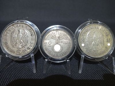 Silbermünzen-Set Drittes Reich 1935 1937 A D F 2 & 5 Reichsmark Hindenburg Garnisonkirche Silbermünzen-Set Drittes Reich 1935 1937 A D F 2 & 5 Reichsmark Hindenburg Garnisonkirche
