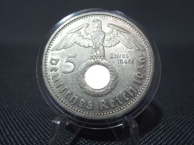 Silbermünze Drittes Reich 1936 G 5 Reichsmark Karlsruhe Hindenburg Silbermünze Drittes Reich 1936 G 5 Reichsmark Karlsruhe Hindenburg