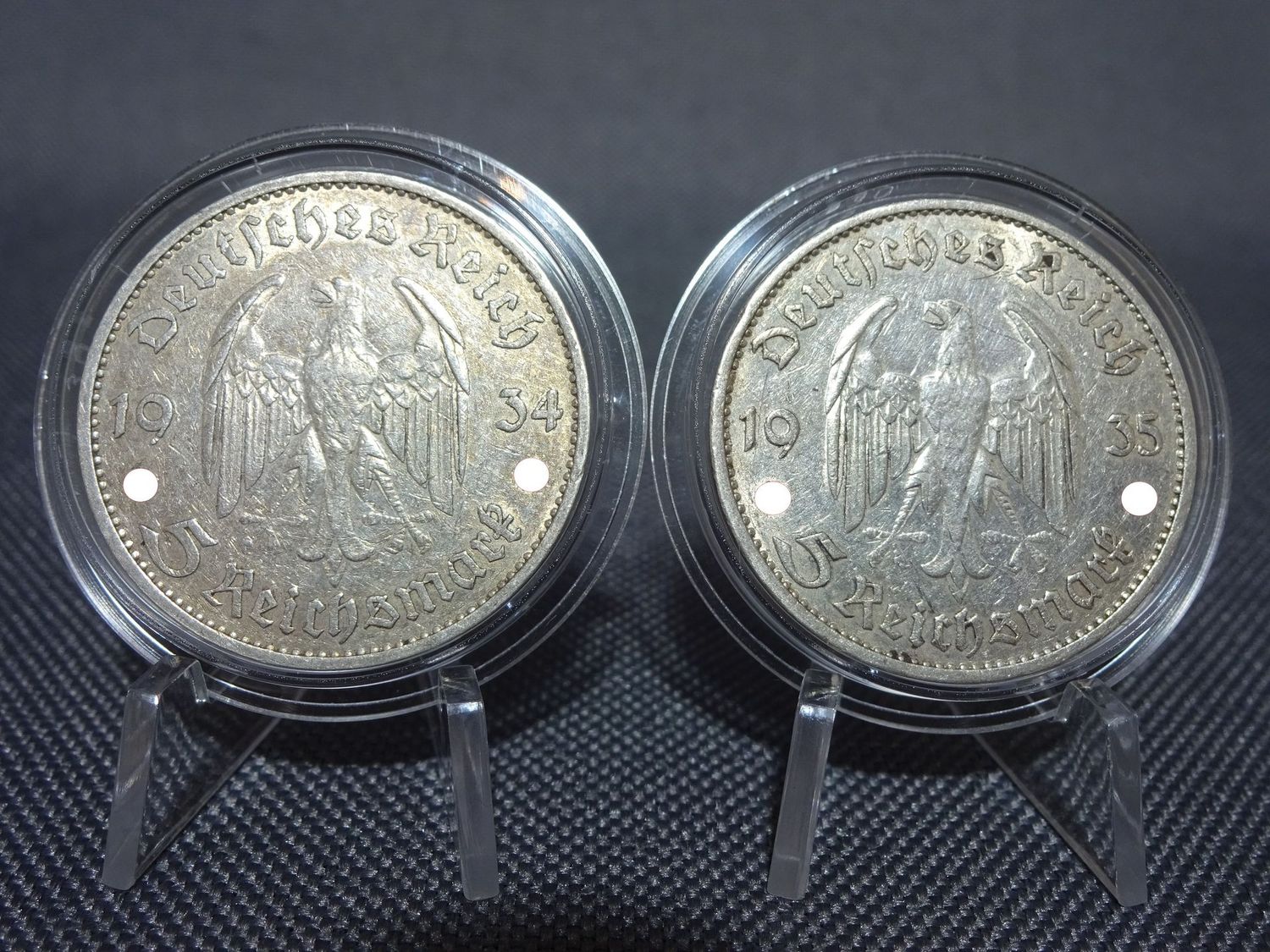 Silbermünzen-Set Drittes Reich 1934 & 1935 G 5 Reichsmark Garnisonkirche Silbermünzen-Set Drittes Reich 1934 & 1935 G 5 Reichsmark Garnisonkirche