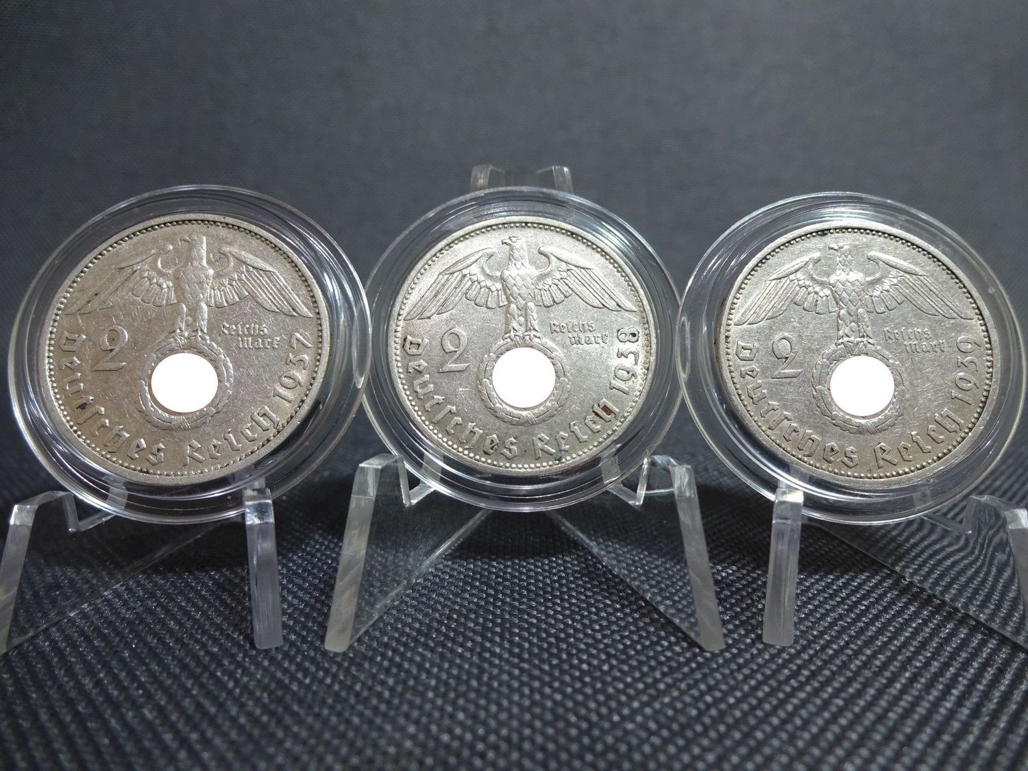 Silbermünzen-Set Drittes Reich 2 Reichsmark 1937 F 1938 B 1939 A Hindenburg