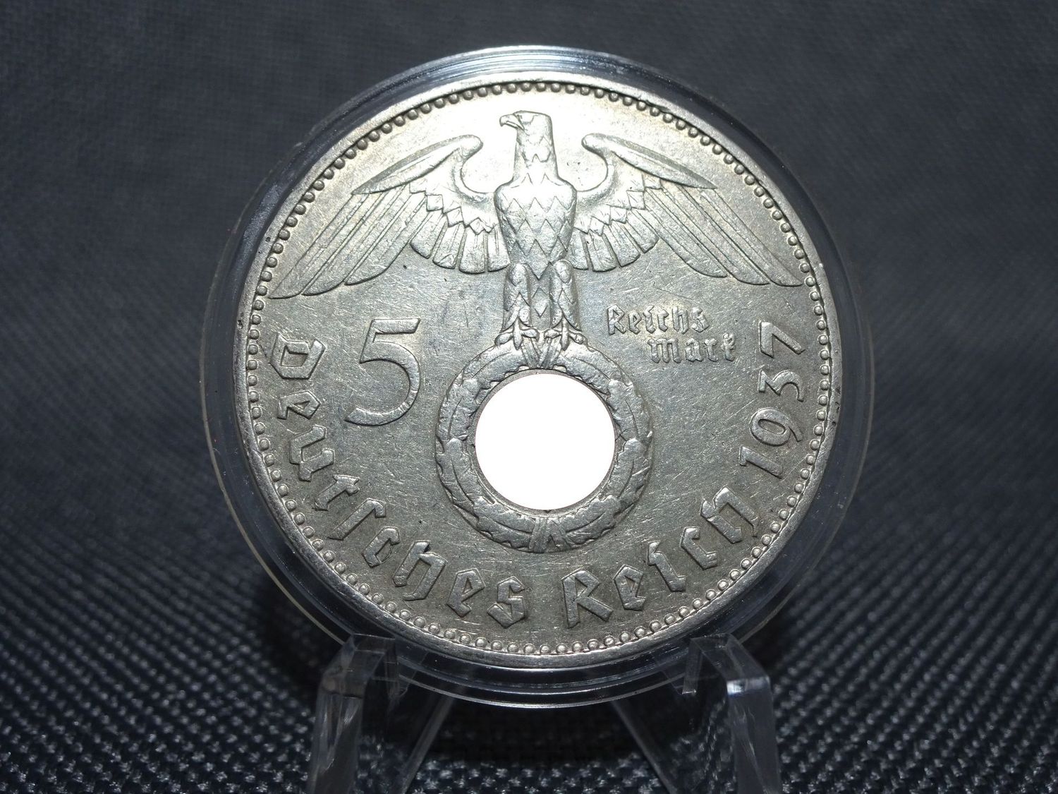 Silbermünze Drittes Reich 1937 J 5 Reichsmark Hamburg Hindenburg