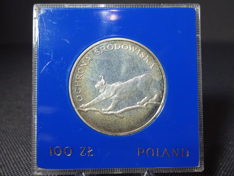 Silbermünze Polen 1979 100 Zlotych Luchs Umweltschutz PP Proof
