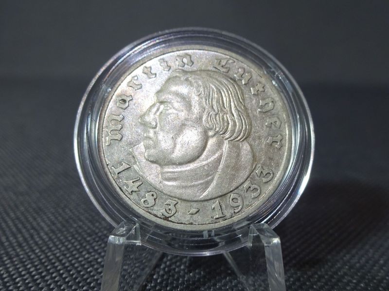 Silbermünze Drittes Reich 1933 G 2 Reichsmark Martin Luther Karlsruhe