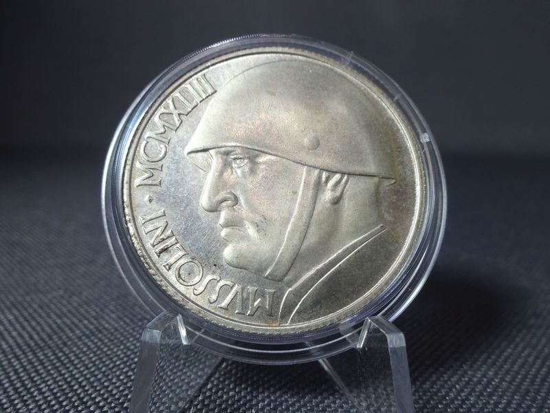 Münze Italien 1928 20 Lire Mussolini Spätere Prägung 1970er