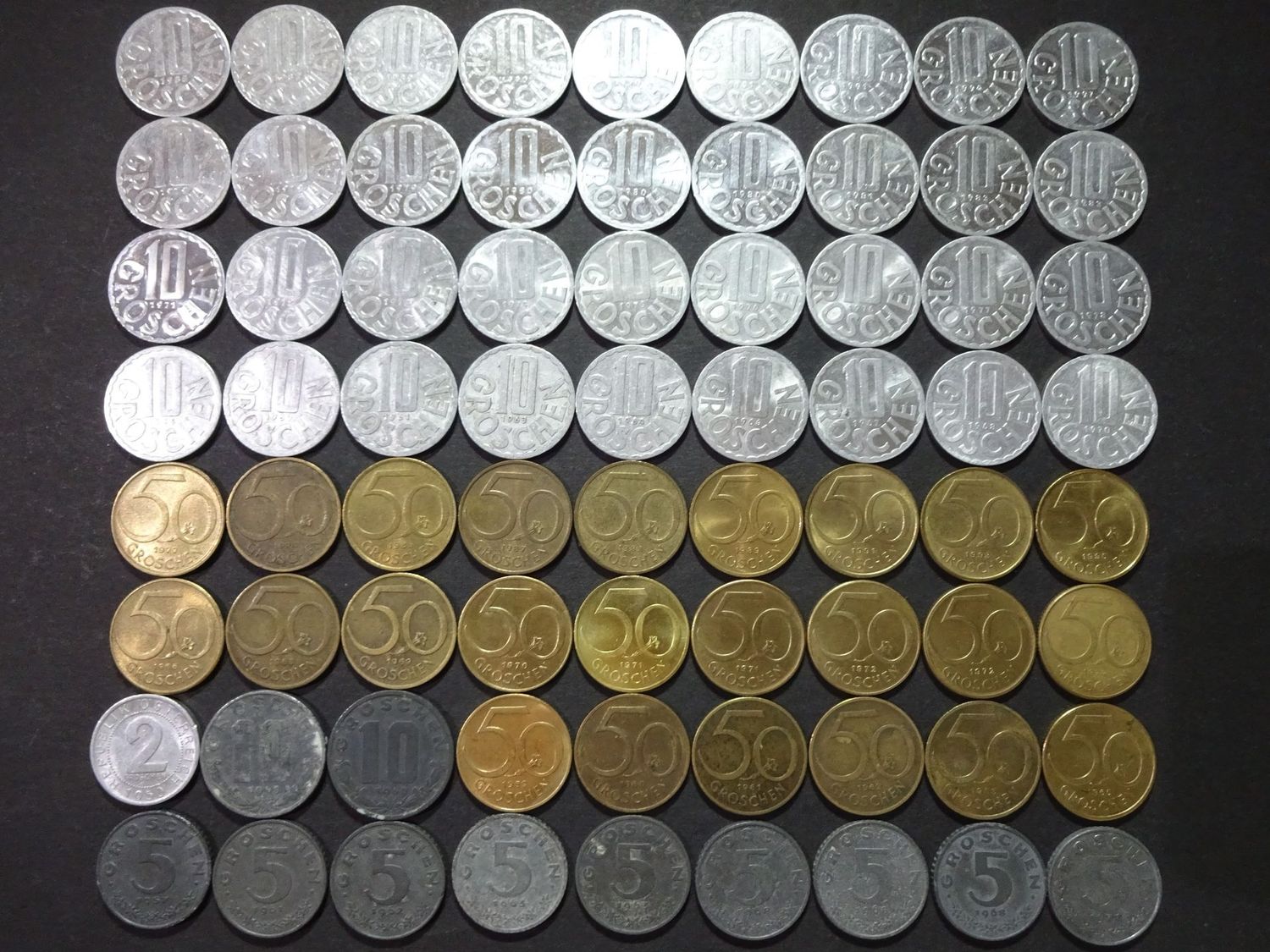 Münzen Set Österreich 1948 - 1997 2 5 10 50 Groschen