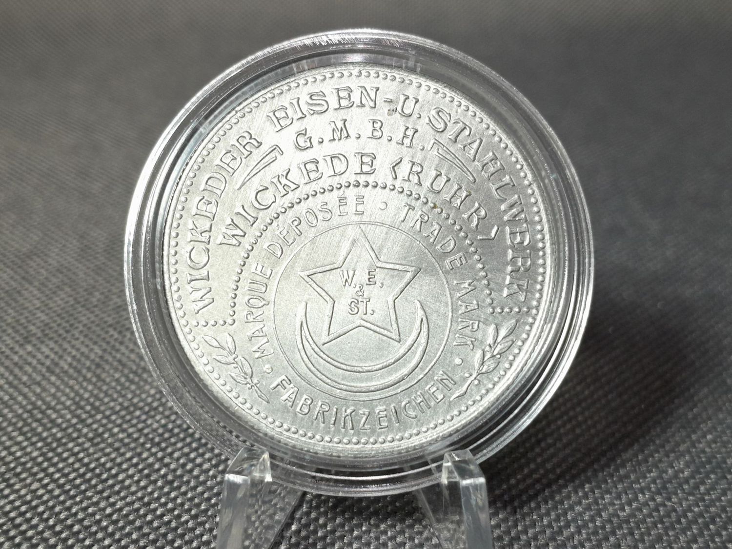 Probemünze Deutsches Kaiserreich 1915 3 Mark Materialprobe Wickeder Eisen Stahlwerk Arnsberg GmbH Selten Erhaltung!