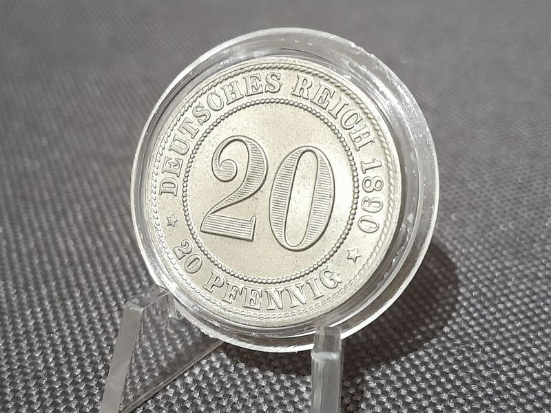 Münze 1890 Deutsches Kaiserreich D 20 Pfennig München Erhaltung