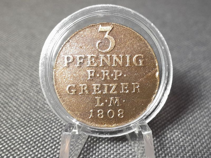 Münze Altdeutschland 1808 3 Pfennig Heinrich XIII. Fürstentum Reuß älterer Linie