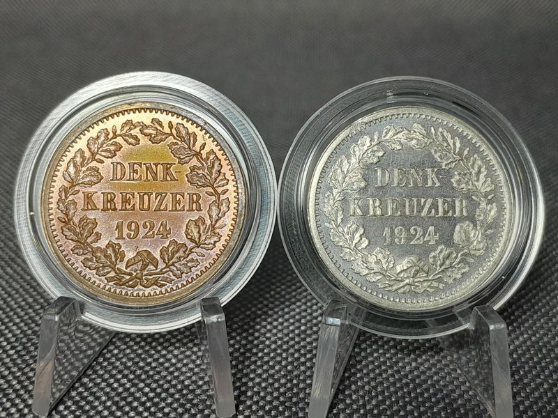 Silbermedaille Set 1924 Kupfermedaille Weimarer Republik 1 Denkkreuzer Baden Münzkunde Auflage 20 Sehr Selten!!!