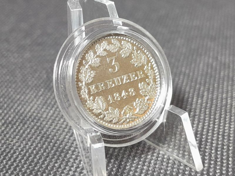 Silbermünze Königreich Bayern 1848 3 Kreuzer Altdeutschland Lichtenrader Prägung Erhaltung!