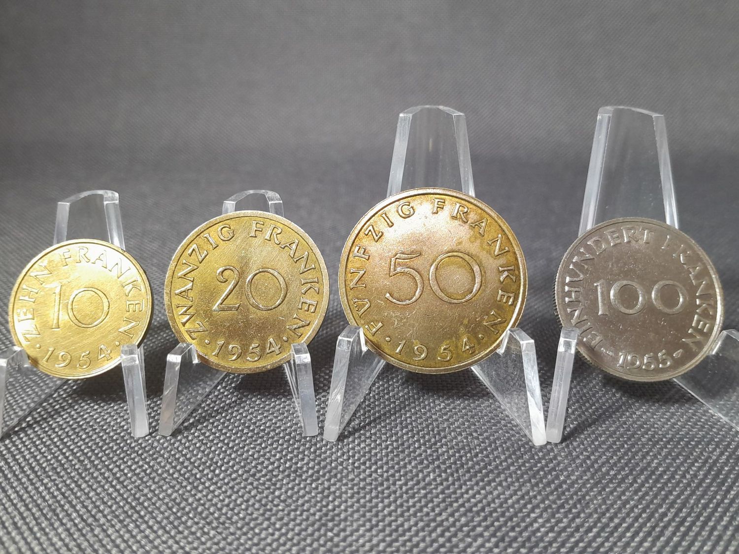 Münzen Set Deutschland Saarland 1954 1955 10 20 50 100 Franken Erhaltung! Münzen Set Deutschland Saarland 1954 1955 10 20 50 100 Franken Erhaltung!