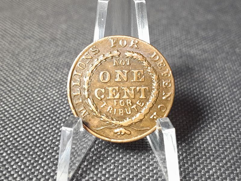 Münze Token USA 1863 1 Cent Bürgerkrieg Civil War Defence No Tribute