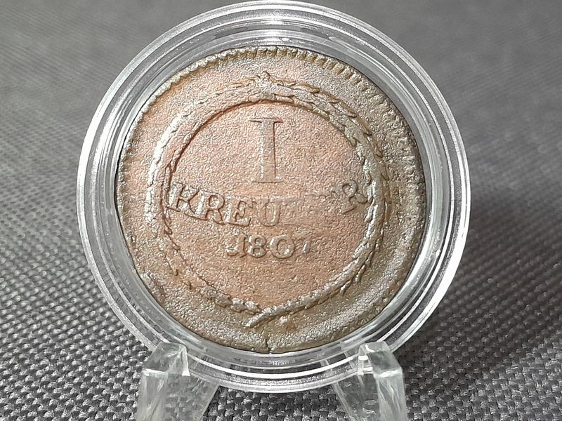 Münze Altdeutschland Großherzogtum Baden 1807 1 Kreuzer Karl Friedrich