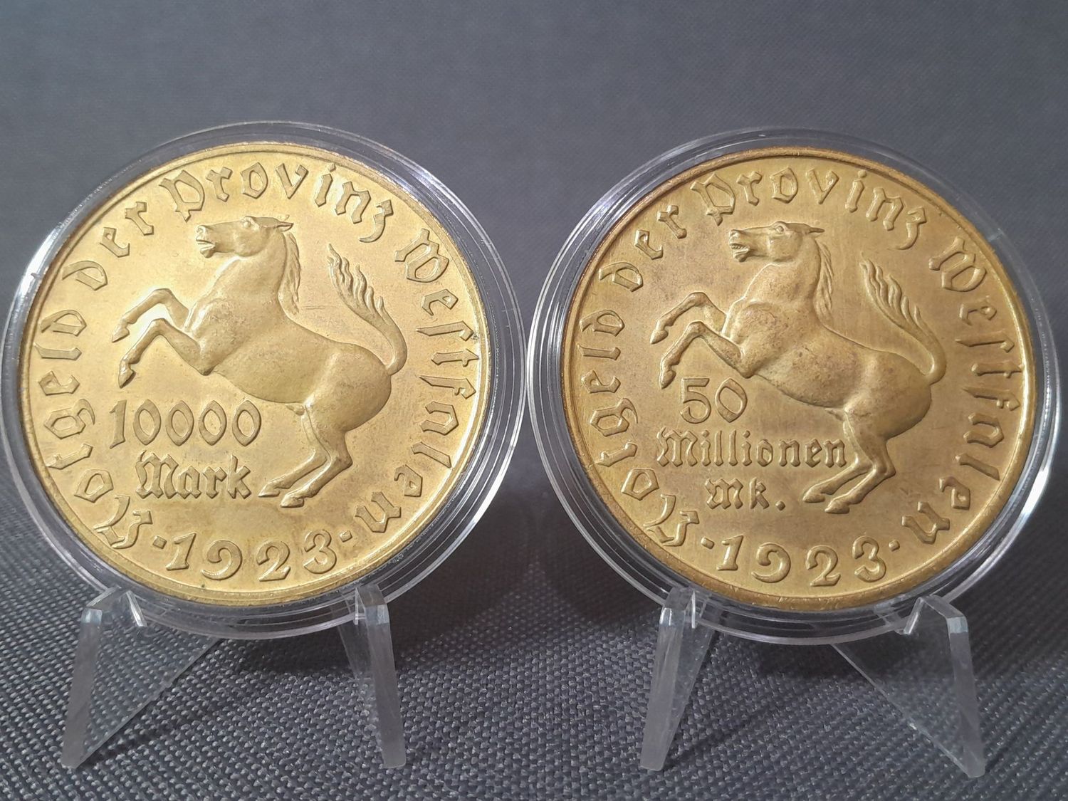 Münzen Set Notgeld 1923 Weimarer Republik 10.000 5 Millionen Mark Minister Stein Pferd Westfalen Nebengebiete Münzen Set Notgeld 1923 Weimarer Republik 10.000 5 Millionen Mark Minister Stein Pferd Westfalen Nebengebiete