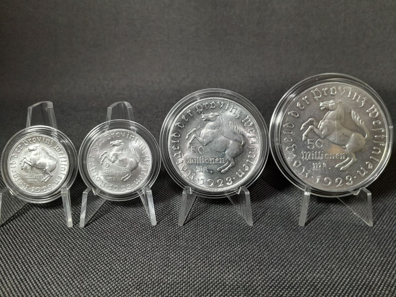 Münzen Set Notgeld 1923 Weimarer Republik 1/4 2 50 Millionen Mark Minister Stein Pferd Westfalen Nebengebiete Münzen Set Notgeld 1923 Weimarer Republik 1/4 2 50 Millionen Mark Minister Stein Pferd Westfalen Nebengebiete