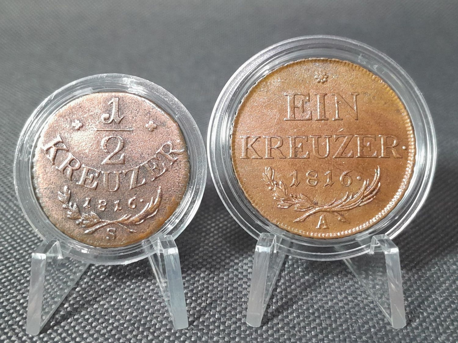Münzen Set Österreich 1816 A S 1/2 & 1 Kreuzer Franz II. KuK Smolnik Wien Patina Münzen Set Österreich 1816 A S 1/2 & 1 Kreuzer Franz II. KuK Smolnik Wien Patina